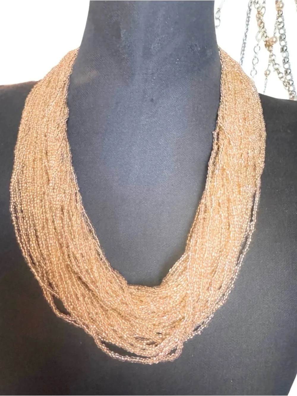 Super Long Gold Seed Bead Necklace